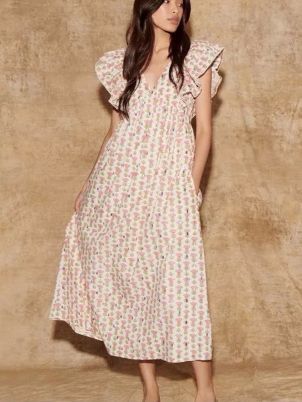 SAYLOR Pink and Cream Floral Maxi Dress